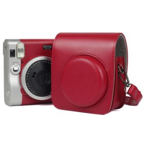 Solid Color PU Camera Bag with Shoulder Strap for Fujifilm Instax mini 90(Red) (OEM)