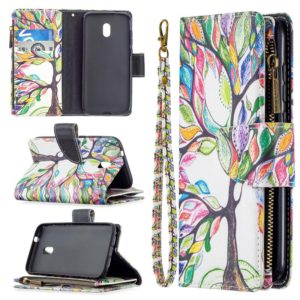 For Nokia C1 Plus Colored Drawing Pattern Zipper Horizontal Flip Leather Case with Holder & Card Slots & Wallet(Tree) (OEM)