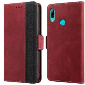 For Huawei Y6 2019 Stitching Side-Magnetic RFID Leather Phone Case(Red) (OEM)