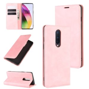 For OnePlus 8 Retro-skin Business Magnetic Suction Leather Case with Holder & Card Slots & Wallet(Pink) (OEM)