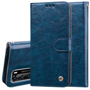 For Huawei P40 Business Style Oil Wax Texture Horizontal Flip Leather Case, with Holder & Card Slots & Wallet(Blue) (OEM)