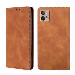 For Motorola Moto G32 4G Skin Feel Magnetic Horizontal Flip Leather Phone Case(Light Brown) (OEM)