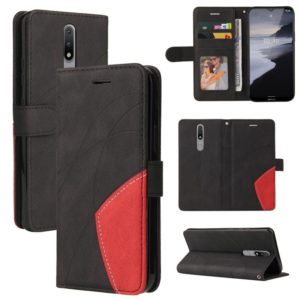 For Nokia 2.4 Dual-color Splicing Horizontal Flip PU Leather Case with Holder & Card Slots & Wallet(Black) (OEM)