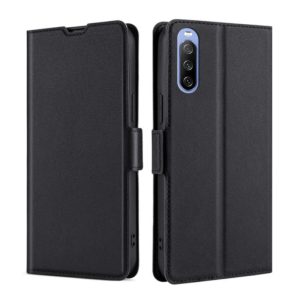 For Sony Xperia 10 III Ultra-thin Voltage Side Buckle PU + TPU Horizontal Flip Leather Case with Holder & Card Slot(Black) (OEM)