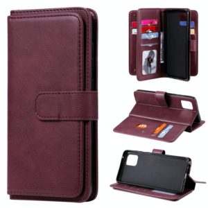For Samsung Galaxy A81 / Note 10 Lite Multifunctional Magnetic Copper Buckle Horizontal Flip Solid Color Leather Case with 10 Card Slots & Wallet & Holder & Photo Frame(Wine Red) (OEM)