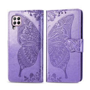 For Huawei Nova 6 SE Butterfly Love Flower Embossed Horizontal Flip Leather Case with Bracket / Card Slot / Wallet / Lanyard(Light Purple) (OEM)