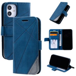 For iPhone 12 mini Skin Feel Splicing Horizontal Flip Leather Case with Holder & Card Slots & Wallet & Photo Frame(Blue) (OEM)
