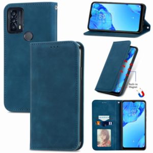 For TCL 20B Retro Skin Feel Magnetic Horizontal Flip Leather Phone Case(Blue) (OEM)