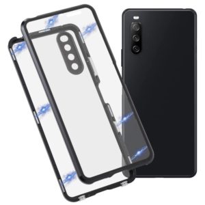 For Sony Xperia 10 III HD Magnetic Metal Tempered Glass Phone Case(Black) (OEM)