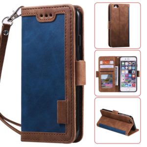 For iPhone SE 2022 / SE 2020 / 8 / 7 Retro Splicing Horizontal Flip Leather Case with Card Slots & Holder & Wallet(Blue) (OEM)