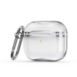 Electroplating Frame + Transparent TPU Earphone Protective Case with Hook For AirPods 3(Transparent + Silver) (OEM)