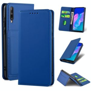 For Huawei Y7p Strong Magnetism Liquid Feel Horizontal Flip Leather Case with Holder & Card Slots & Wallet(Blue) (OEM)