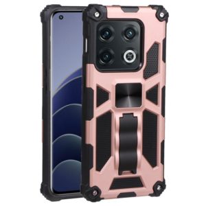 For OnePlus 10 Pro Shockproof TPU + PC Magnetic Protective Phone Case with Holder(Rose Gold) (OEM)