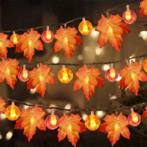 1.5m 10 LEDs Maple Pumpkin Lantern String Lights Halloween Thanksgiving Garden Party Room Decoration Lights(Warm Light) (OEM)