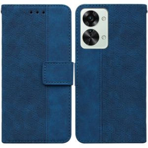 For OnePlus Nord 2T Geometric Embossed Leather Phone Case(Blue) (OEM)