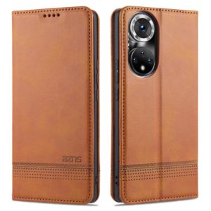 For Honor 50 AZNS Magnetic Calf Texture Horizontal Flip Leather Case with Card Slots & Holder & Wallet(Light Brown) (AZNS) (OEM)