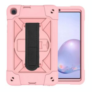 For Samsung Galaxy Tab A8.4 (2020) T307 Contrast Color Robot Shockproof Silicon + PC Protective Case with Holder & Pen Slot(Rose Gold) (OEM)