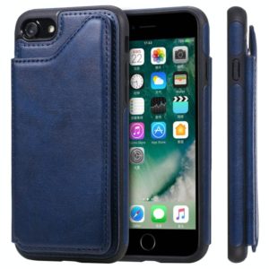 For iPhone 7 / 8 Shockproof Calf Texture Protective Case with Holder & Card Slots & Frame(Blue) (OEM)