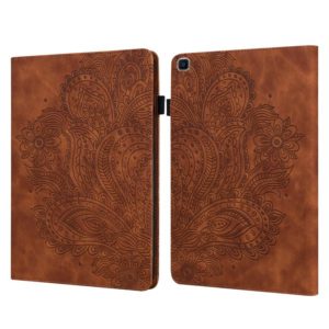 For Samsung Galaxy Tab A 8.0 (2019) T290 Peacock Embossed Pattern TPU + PU Horizontal Flip Leather Case with Holder & Card Slots & Wallet(Brown) (OEM)