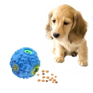 Pet Food Dispenser Squeaky Giggle Quack Sound Training Toy Chew Ball, Size: M, Ball Diameter: 9.2cm(Blue) (OEM)