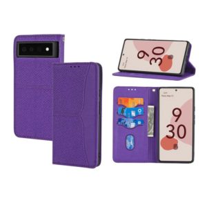 For Google Pixel 6 Pro Woven Texture Stitching Magnetic Horizontal Flip PU Leather Case with Holder & Card Slots & Wallet & Lanyard(Purple) (OEM)
