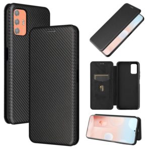 For HTC Desire 21 Pro Carbon Fiber Texture Horizontal Flip TPU + PC + PU Leather Case with Card Slot(Black) (OEM)