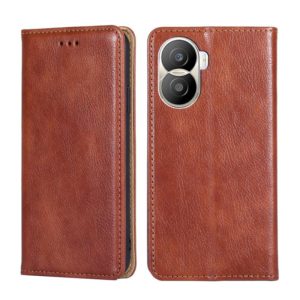 For Honor X40i Gloss Oil Solid Color Magnetic Leather Phone Case(Brown) (OEM)