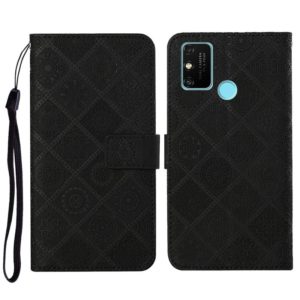 For Huawei Honor 9A Ethnic Style Embossed Pattern Horizontal Flip Leather Case with Holder & Card Slots & Wallet & Lanyard(Black) (OEM)