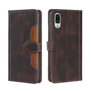 For Sharp Aquos Sense 3 Plus Skin Feel Straw Hat Magnetic Buckle Leather Phone Case(Brown) (OEM)