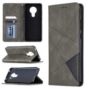 For Nokia 5.3 Rhombus Texture Horizontal Flip Magnetic Leather Case with Holder & Card Slots & Wallet(Grey) (OEM)