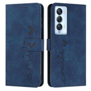For Tecno Camon 18 Premier Skin Feel Heart Pattern Leather Phone Case(Blue) (OEM)