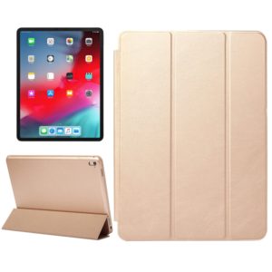 Horizontal Flip Solid Color Leather Case for iPad Pro 11 inch (2018), with Three-folding Holder & Wake-up / Sleep Function (Gold) (OEM)