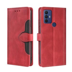 For TCL 30 SE/306/305 Stitching Skin Feel Magnetic Buckle Horizontal Flip PU Leather Case(Red) (OEM)