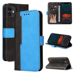 For iPhone 11 Pro Max Business Stitching-Color Horizontal Flip PU Leather Case with Holder & Card Slots & Photo Frame (Blue) (OEM)