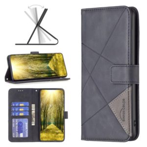 For Motorola Moto G51 5G Rhombus Texture Magnetic Buckle Horizontal Flip Leather Phone Case(Black) (OEM)