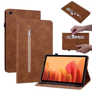 For Samsung Galaxy Tab A7 10.4 2020 SM-T500 Skin Feel Solid Color Zipper Smart Leather Tablet Case(Brown) (OEM)