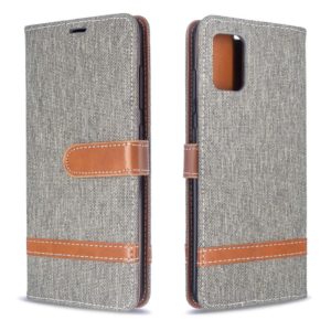 For Galaxy A51 Color Matching Denim Texture Horizontal Flip PU Leather Case with Holder & Card Slots & Wallet & Lanyard(Grey) (OEM)