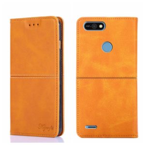 For Tecno Pop 2/Pop 2 F/Pop 2 Pro/Pop 2 Power/Itel P13 Texture Magnetic Horizontal Flip Leather Phone Case(Light Brown) (OEM)