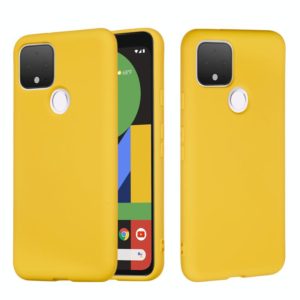 For Google Pixel 5 Pure Color Liquid Silicone Shockproof Full Coverage Case(Yellow) (OEM)