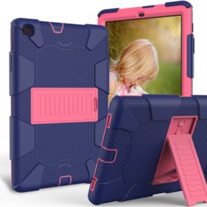 Shockproof Two-Color Silicone Protection Case with Holder for Galaxy Tab A 10.1 (2019) / T510(Dark Blue+Hot Pink) (OEM)