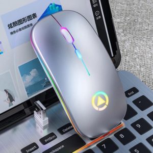YINDIAO A2 2.4GHz 1600DPI 3-modes Adjustable RGB Light Rechargeable Wireless Silent Mouse (Grey) (YINDIAO) (OEM)