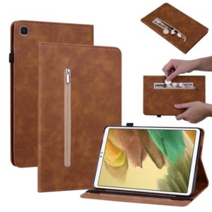 For Samsung Galaxy Tab A7 Lite T220 Skin Feel Solid Color Zipper Leather Tablet Case(Brown) (OEM)