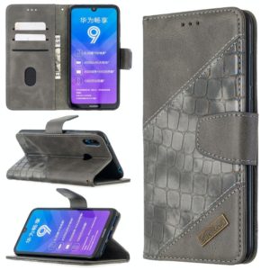 For Huawei Y7 (2019) Matching Color Crocodile Texture Horizontal Flip PU Leather Case with Holder & Card Slots & Wallet(Grey) (OEM)
