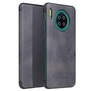 For Huawei Mate 30 Fierre Shann Crazy Horse Texture PU + PC Horizontal Flip Leather Case with Smart View Window & Sleep Wake-up Function(Grey) (FIERRE SHANN) (OEM)