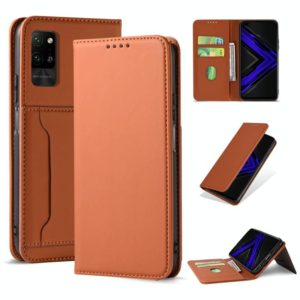 For Huawei Honor Play 4 Pro Strong Magnetism Liquid Feel Horizontal Flip Leather Case with Holder & Card Slots & Wallet(Brown) (OEM)