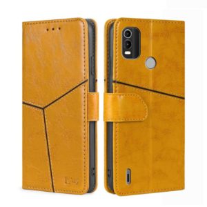 For Nokia C21 Plus Geometric Stitching Horizontal Flip Leather Phone Case(Yellow) (OEM)