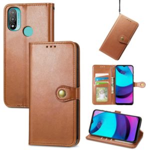 For Motorola Moto E20 Retro Solid Color Buckle Leather Phone Case(Brown) (OEM)