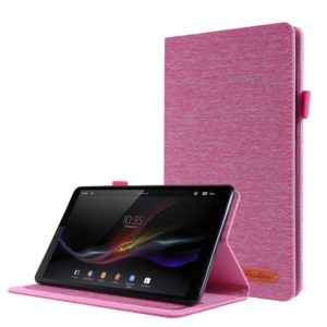 For Lenovo Tab M8 Horizontal Flip TPU + Fabric PU Leather Protective Case with Name Card Clip(Rose Red) (OEM)