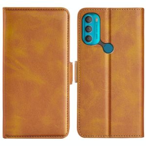 For Motorola Moto G71 5G Dual-side Magnetic Buckle Leather Phone Case(Yellow) (OEM)