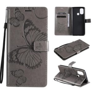 For OnePlus Nord N100 5G 3D Butterflies Embossing Pattern Horizontal Flip Leather Case with Holder & Card Slot & Wallet(Grey) (OEM)